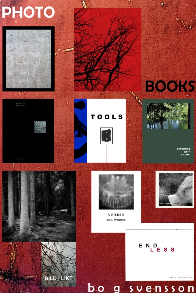Poster with photo books by Bo G Svensson
